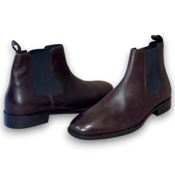 BOSS Colby Chelsea Boots Men's Dark Brown Leather/Textile US 9 (UK 8 EU 42) - Picture 4 of 4